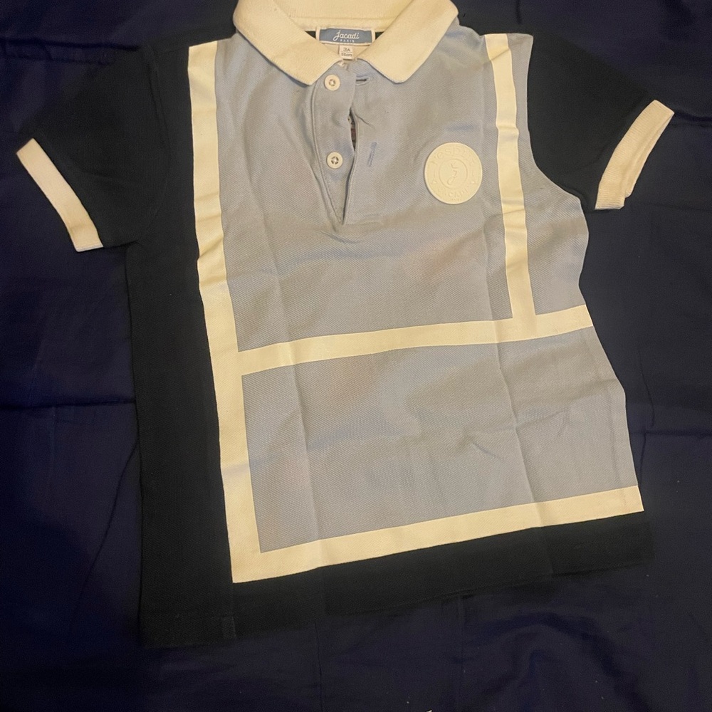Jacadi Blue and Cream Polo Shirt Sporty Design
